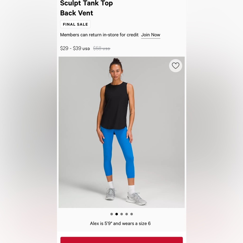 Lululemon sculpt tank top back vent 4 black camo $58